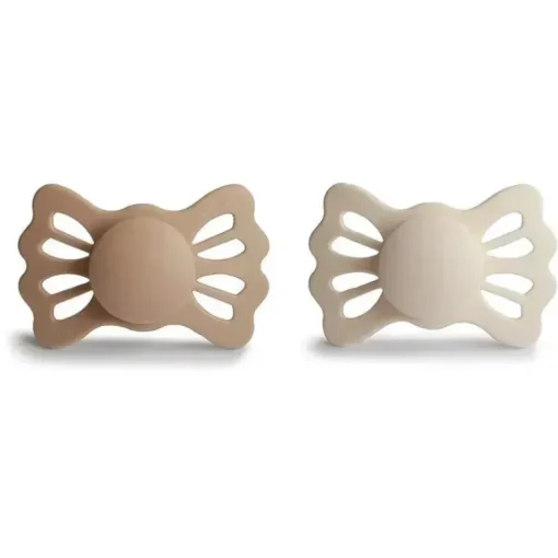 Mushie - chupeta de silicone simétrica Lucky 2Pk, cetim/creme sedoso, 6/18M