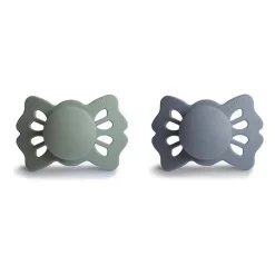 Mushie - chupeta de silicone simétrica 2Pk Sage/Great Grey Lucky, 0/6M