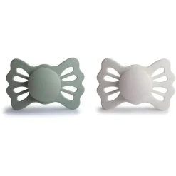 Mushie - chupeta de silicone simétrica Lucky 2Pk, 6/18M, sálvia/cinza prateado