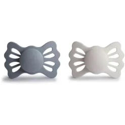 Mushie - chupeta de silicone simétrica Lucky 2Pk, 6/18M, cinza ótimo/cinza prateado