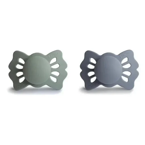 Mushie - chupeta de silicone simétrica 2Pk Sage/Great Grey Lucky, 0/6M