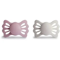 Mushie - chupeta de silicone simétrica Lucky 2Pk, 6/18M, prímula/cinza prateado