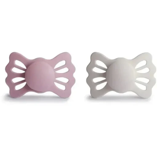 Mushie - chupeta de silicone simétrica Lucky 2Pk, 6/18M, prímula/cinza prateado