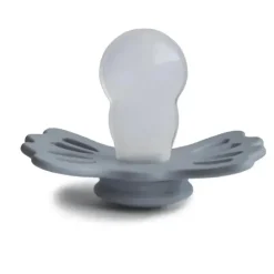Mushie - chupeta de silicone simétrica Lucky 2Pk, 6/18M, cinza ótimo/cinza prateado
