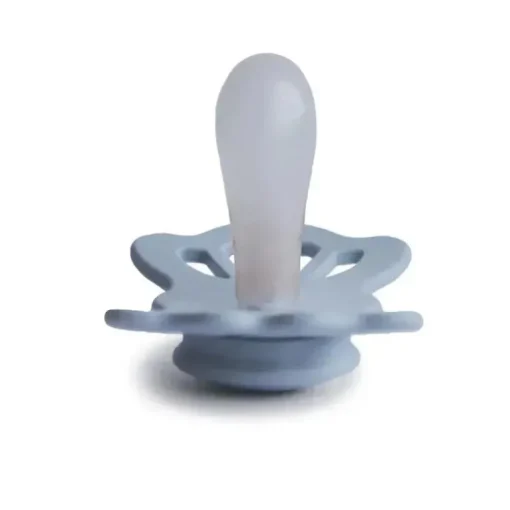 Mushie - Chupeta de silicone simétrica da sorte azul ardósia/pó 2Pk, 0/6M