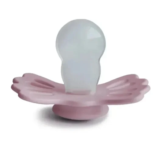 Mushie - chupeta de silicone simétrica Lucky 2Pk, 6/18M, prímula/cinza prateado