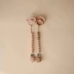 Mushie - clipe de chupeta de silicone Hera, blush