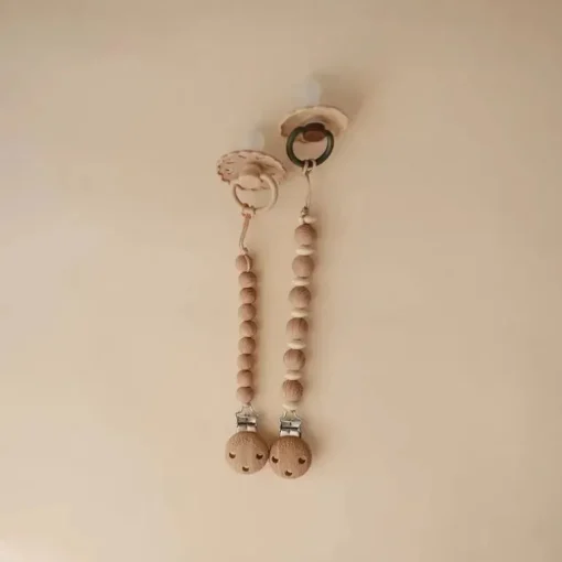 Mushie - Clipe de chupeta de bebê 100% silicone sem BPA, Hera Faux Wood