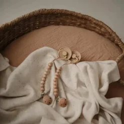 Mushie - Clipe de chupeta de bebê 100% silicone sem BPA, Hera Faux Wood