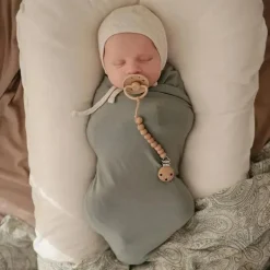 Mushie - Clipe de chupeta de bebê 100% silicone sem BPA, Hera Faux Wood