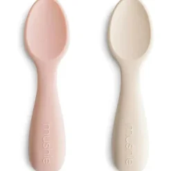 Mushie - colheres de silicone para crianças pequenas, pacote com 2, areia móvel para blush