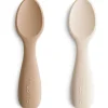 Mushie - colheres de silicone para crianças pequenas, pacote com 2, areia natural/mudável
