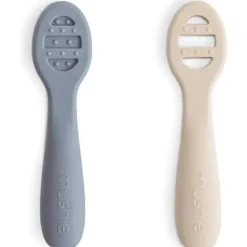 Mushie - colheres de silicone para primeira alimentação para bebês, pacote com 2, ventos alísios, areia móvel