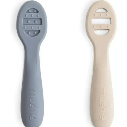Mushie - colheres de silicone para primeira alimentação para bebês, pacote com 2, ventos alísios, areia móvel