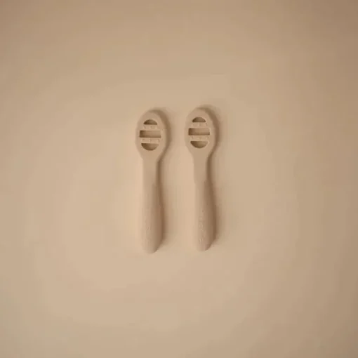 Mushie - colheres de silicone para primeira alimentação para bebês, pacote com 2, ventos alísios, areia móvel