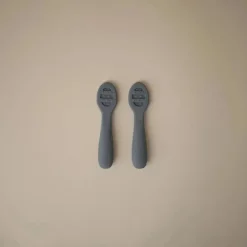 Mushie - colheres de silicone para primeira alimentação para bebês, pacote com 2, ventos alísios, areia móvel