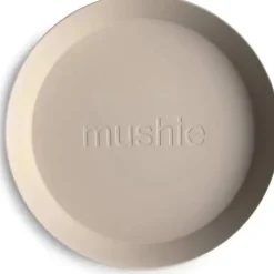 Mushie - Conjunto de 2 pratos de louça redondos, baunilha