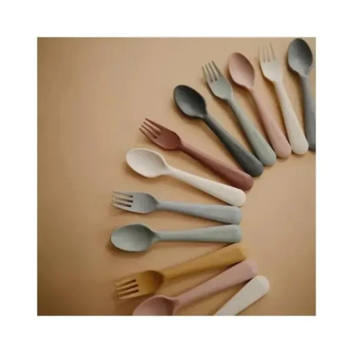 Mushie - Conjunto de talheres de garfo e colher (blush)