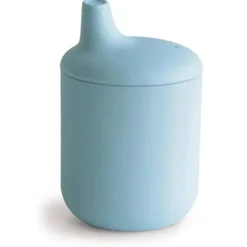 Mushie - Copo com Canudinho de Silicone, Azul Pó