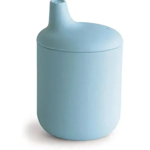 Mushie - Copo com Canudinho de Silicone, Azul Pó
