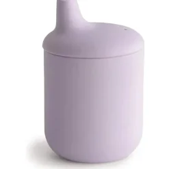 Mushie - Copo com canudinho 100% silicone para bebê, 6 meses ou mais, lilás macio
