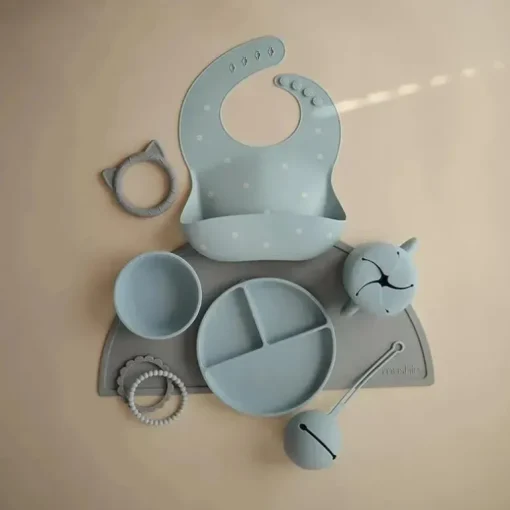 Mushie - Copo de Silicone para Bebês, Pó Azul