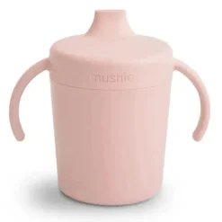 Mushie - Copo de treinamento com canudinho, Blush
