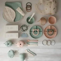 Mushie - Copo de treinamento para bebês de silicone e canudo, blush