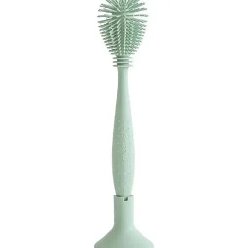 Mushie - Escova para mamadeira, silicone macio com base de sucção, Cambridge Blue