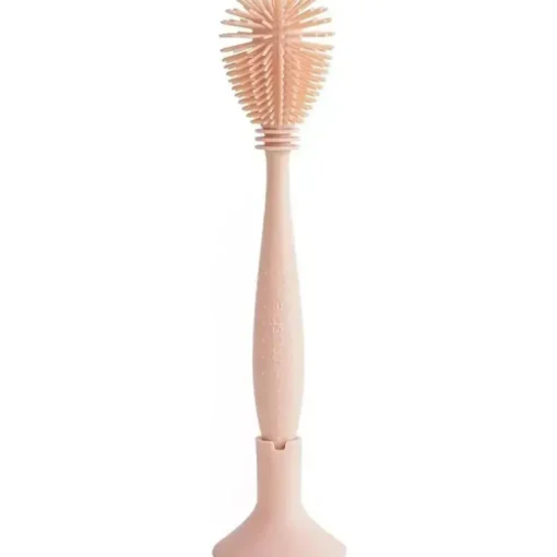 Mushie - Escova para mamadeira, silicone macio com base de sucção, blush