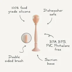 Mushie - Escova para mamadeira, silicone macio com base de sucção, areia móvel