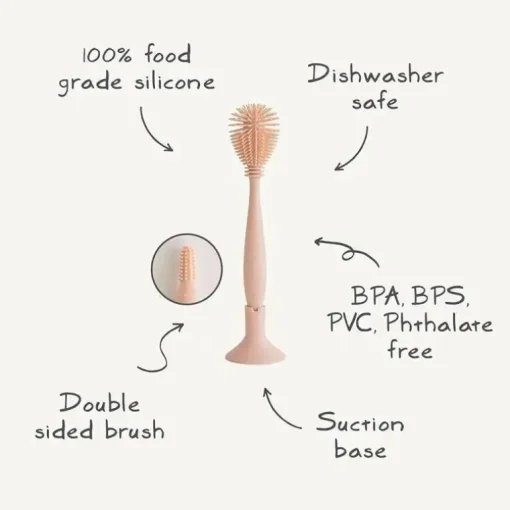 Mushie - Escova para mamadeira, silicone macio com base de sucção, areia móvel