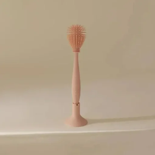 Mushie - Escova para mamadeira, silicone macio com base de sucção, blush