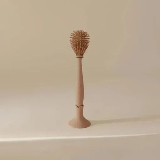 Mushie - Escova para mamadeira, silicone macio com base de sucção, natural