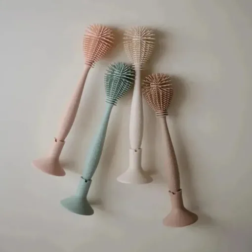 Mushie - Escova para mamadeira, silicone macio com base de sucção, Cambridge Blue
