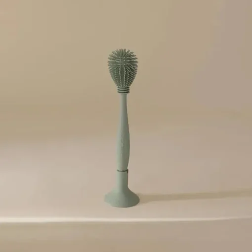 Mushie - Escova para mamadeira, silicone macio com base de sucção, Cambridge Blue