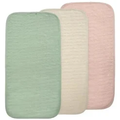 Mushie - Forros de trocador à prova d'água, 100% algodão orgânico, conjunto de 3, combinação de blush