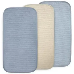 Mushie - Forros de trocador à prova d'água, 100% algodão orgânico, conjunto de 3, combinação azul