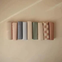 Mushie - Forros de trocador à prova d'água, 100% algodão orgânico, conjunto de 3, combinação de blush
