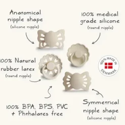 Mushie - Frigg Baby's First Pacifier Set, Creme