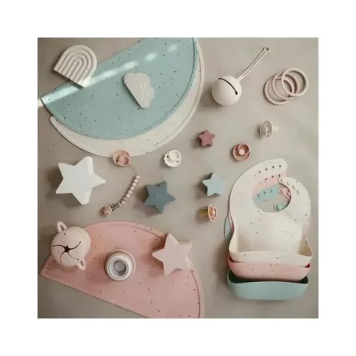 Mushie - Individual de Silicone - Cambridge Blue Confetti