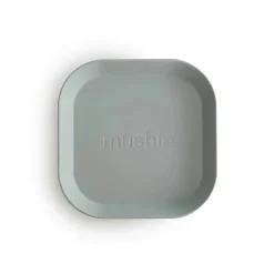Mushie - Louça Quadrada Pratos Bebê - Conjunto de 2 - Sálvia