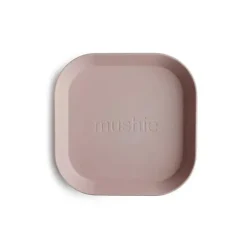 Mushie - Louça Quadrada Pratos de Bebê - Conjunto de 2 - Blush