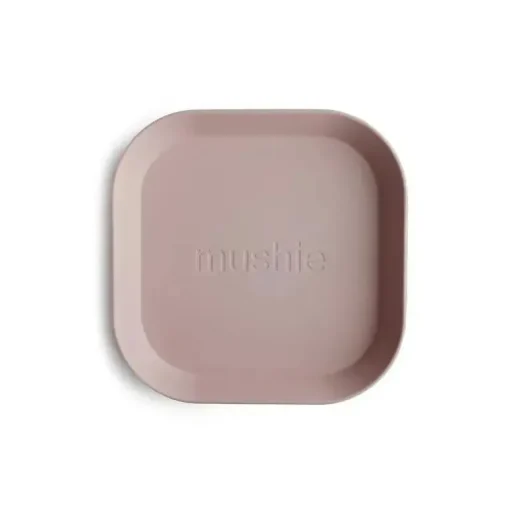 Mushie - Louça Quadrada Pratos de Bebê - Conjunto de 2 - Blush