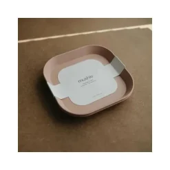 Mushie - Louça Quadrada Pratos de Bebê - Conjunto de 2 - Blush