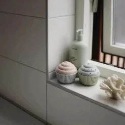 Mushie - Pacote de 4 brinquedos para cupcake de mistura e combinação de silicone, sem molde
