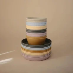 Mushie - Round Bowl Dinnerware Set, Pale Daffodil