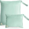 Mushie - Sacos úmidos resistentes à água, saco de armazenamento reutilizável grande e pequeno, conjunto de 2 verde romano