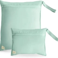 Mushie - Sacos úmidos resistentes à água, saco de armazenamento reutilizável grande e pequeno, conjunto de 2 verde romano