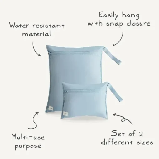 Mushie - Sacos úmidos resistentes à água, saco de armazenamento reutilizável grande e pequeno, conjunto de 2 verde romano